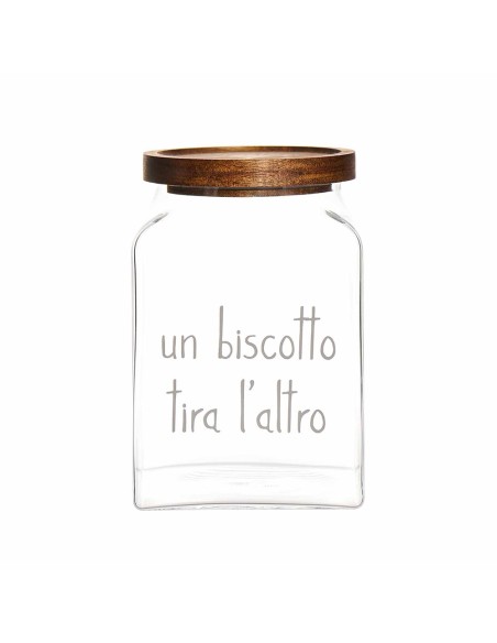 Barattolo portabiscotti con tappo acacia "Un biscotto tira l'altro" Simple Day