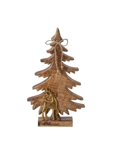 Scena natalizia Pino con renna in legno