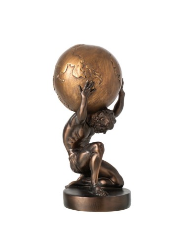 Statuetta Uomo affaticato con mondo sulle spalle marrone e oro J-Line