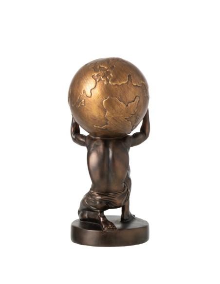 Statuetta Uomo affaticato con mondo sulle spalle marrone e oro J-Line