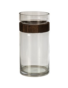 Vaso cilindrico in vetro trasparente e marrone scuro