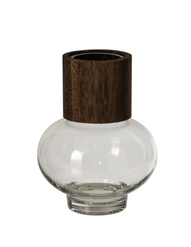 Vaso Jim in vetro trasparente e marrone scuro