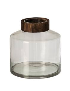 Vaso in vetro trasparente e marrone scuro