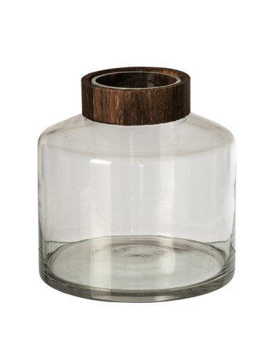 Vaso in vetro trasparente e marrone scuro