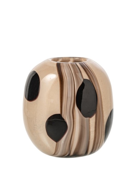 Vaso in vetro con sfumature beige e nere