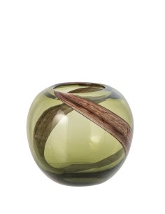 Vaso in vetro con sfumature verde oliva e marroni 17 cm J-Line