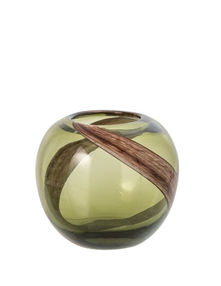 Vaso in vetro con sfumature verde oliva e marroni 17 cm J-Line
