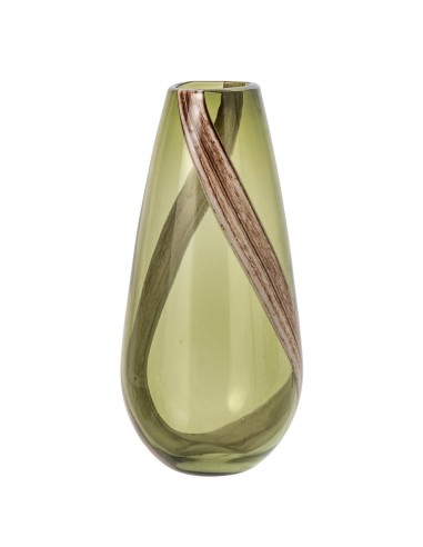 Vaso in vetro con sfumature verde oliva e marroni