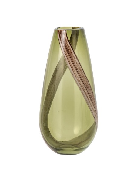 Vaso in vetro con sfumature verde oliva e marroni