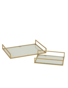 Set 2 Vassoi Decorativi Oro in Metallo e Vetro | J-Line 2