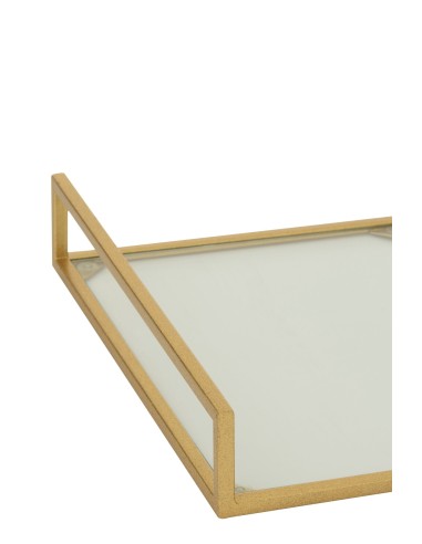 Set 2 Vassoi Decorativi Oro in Metallo e Vetro | J-Line