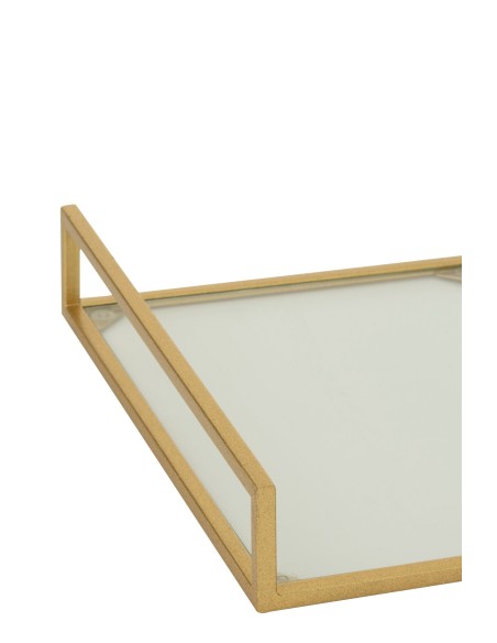 Set 2 Vassoi Decorativi Oro in Metallo e Vetro | J-Line