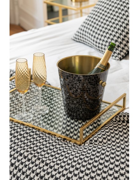 Set 2 Vassoi Decorativi Oro in Metallo e Vetro | J-Line