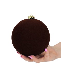 Palle di Natale in Velluto Marrone 3 Pz. Ø 15 cm
