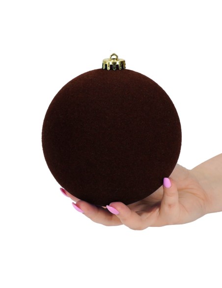 Palle di Natale in Velluto Marrone 3 Pz. Ø 15 cm