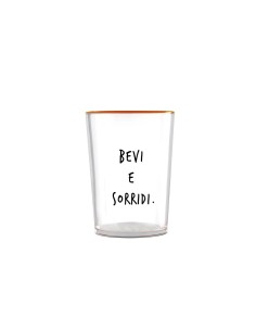 Bicchiere trasparente "Bevi e sorridi."