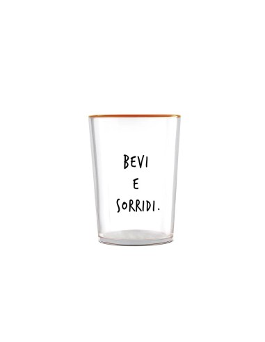 Bicchiere trasparente "Bevi e sorridi."