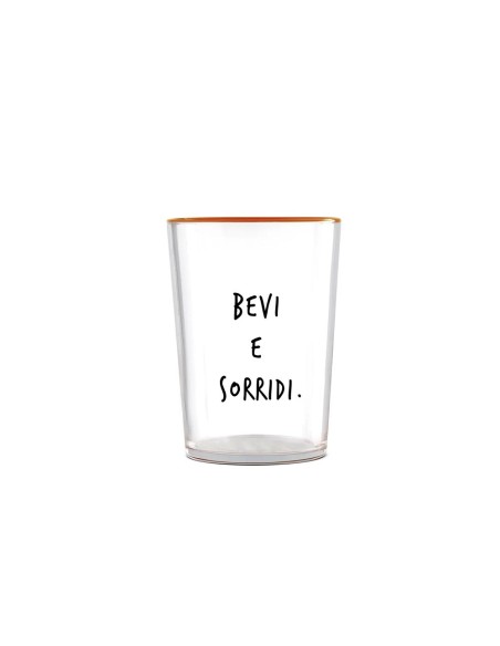 Bicchiere trasparente "Bevi e sorridi."
