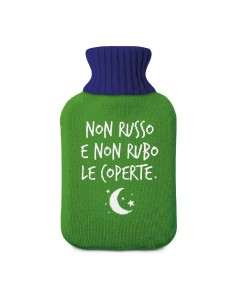 Borsa acqua calda verde "Non russo e non rubo le coperte" 2