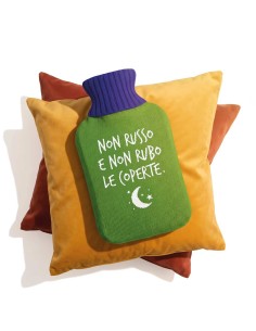 Borsa acqua calda verde "Non russo e non rubo le coperte"