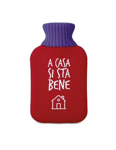 Borsa dell'acqua calda rossa "A casa si sta bene"