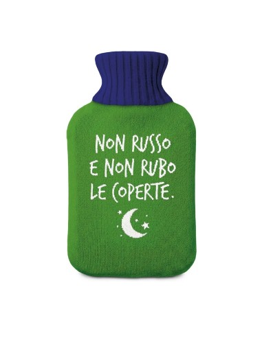 Borsa acqua calda verde "Non russo e non rubo le coperte" Egan