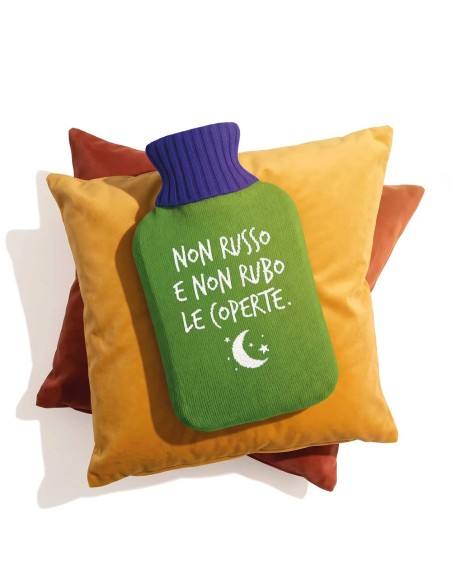 Borsa acqua calda verde "Non russo e non rubo le coperte" Egan