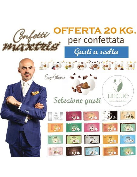 Confetti Maxtris OFFERTA Kit da 20 Kg. per Confettata e Bomboniere GUSTI A SCELTA