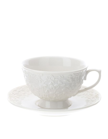Tazza da T? Bianca con Roselline in rilievo Hervit 6(H) cm