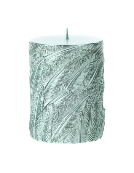 Candela Moccolo con foglie Verde Salvia Hervit 7(H) cm