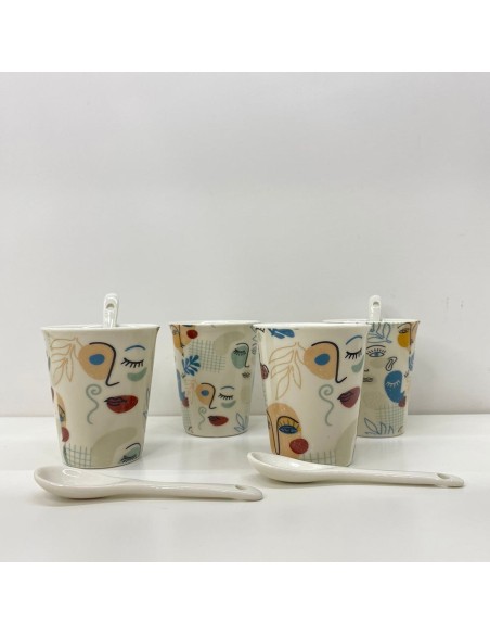 Set 4 Tazzine con cucchiaini Arty Eyes Enesco