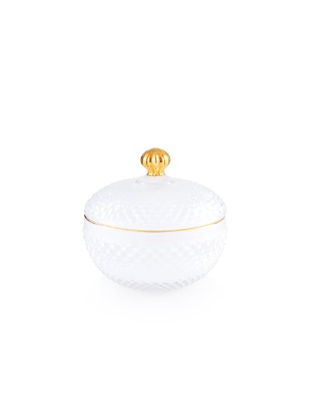 Scatola ovale piccola in vetro bianca Medina EM?