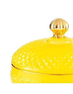 Scatola ovale piccola in vetro giallo Medina EM? 2