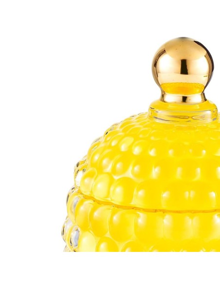 Scatola piccola bombata in vetro giallo Medina EM?