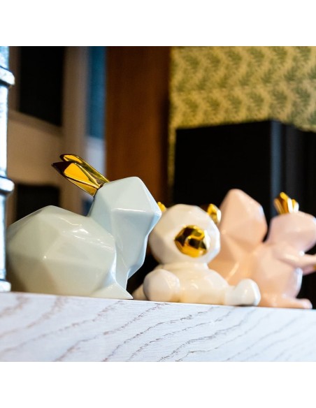 Coniglio cucciolo in ceramica cipria e oro EM?