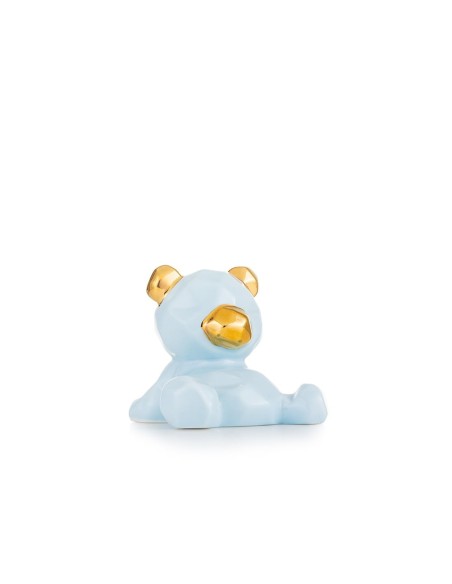 Orsetto cucciolo in ceramica celeste e oro EM?