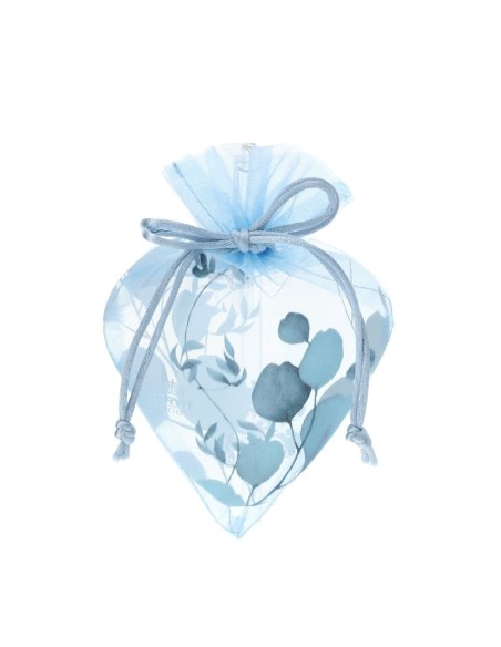 Sacchetto Cuore organza Botanic blu Hervit