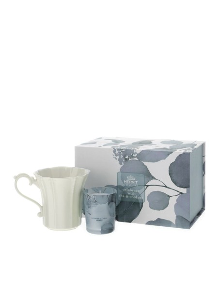 Set tazza mug e candela Botanic blu Hervit