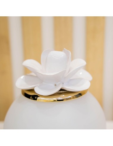 Lampada Tonda Con Fiore Bianco - Pienne Design