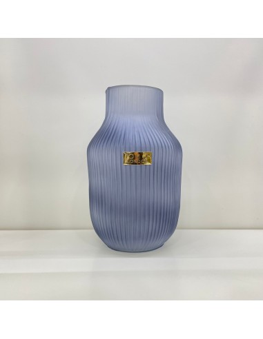 Tom Ch Vaso in vetro rigato grigio celeste
