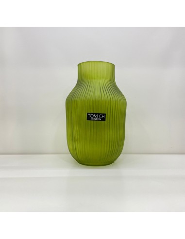 Tom Ch Vaso in vetro rigato verde