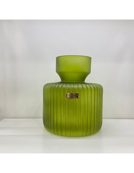 Tom Ch Vaso grande in vetro rigato verde