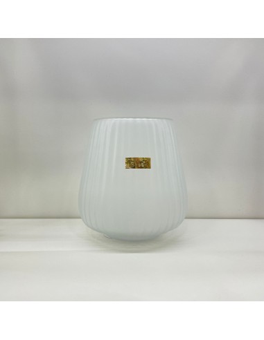 Tom Ch Vaso in vetro rigato bianco