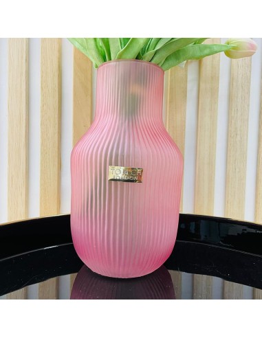 Tom Ch Vaso in vetro rigato rosa