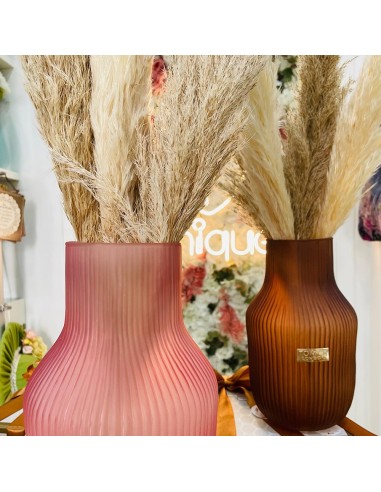 Tom Ch Vaso grande in vetro rigato rosa