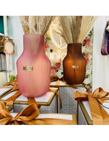 Tom Ch Vaso grande in vetro rigato rosa