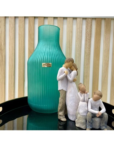 Tom Ch Vaso in vetro rigato verde acqua