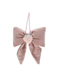Fiocco rosa con spilla cuore rosa Hervit