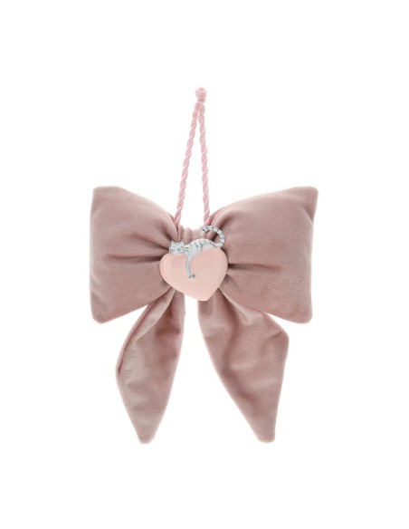 Fiocco rosa con spilla cuore rosa Hervit