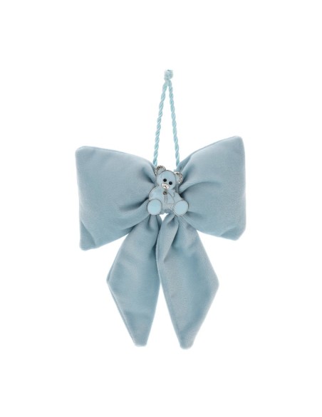 Fiocco azzurro con spilla Orsetto Hervit
